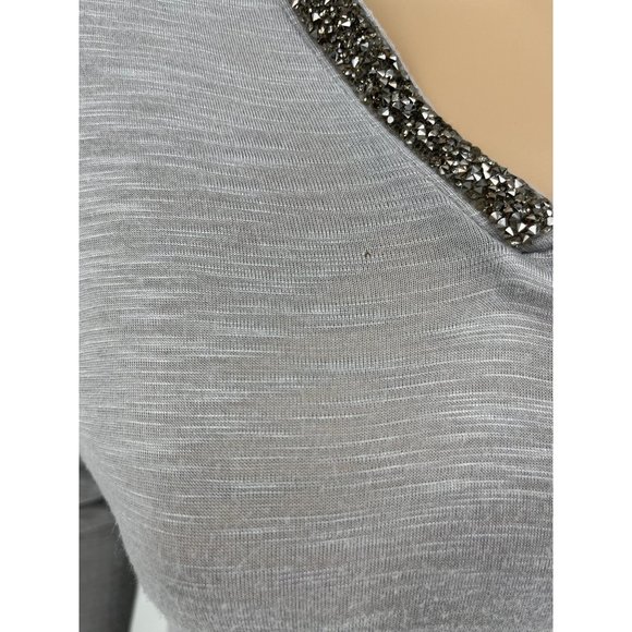 Juicy Couture hoodie top small hi lo gray bling white contrast - Picture 3 of 10